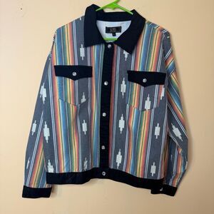 L&B lucky & blessed Black aztec serape western jacket size large southwestern
